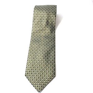 Roberto Villini Silk Tie Geometric Square Pattern‎ Gray Gold Designer Necktie